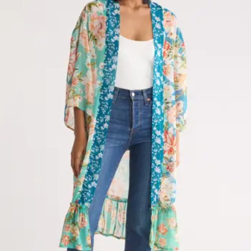 Vince Camuto Floral Kimono Cardigan - Multicolor